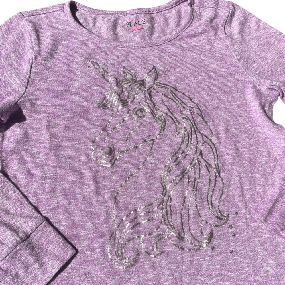 4/$25 The Children’s Place Purple Unicorn Long Sleeve Top Size 16 XXL